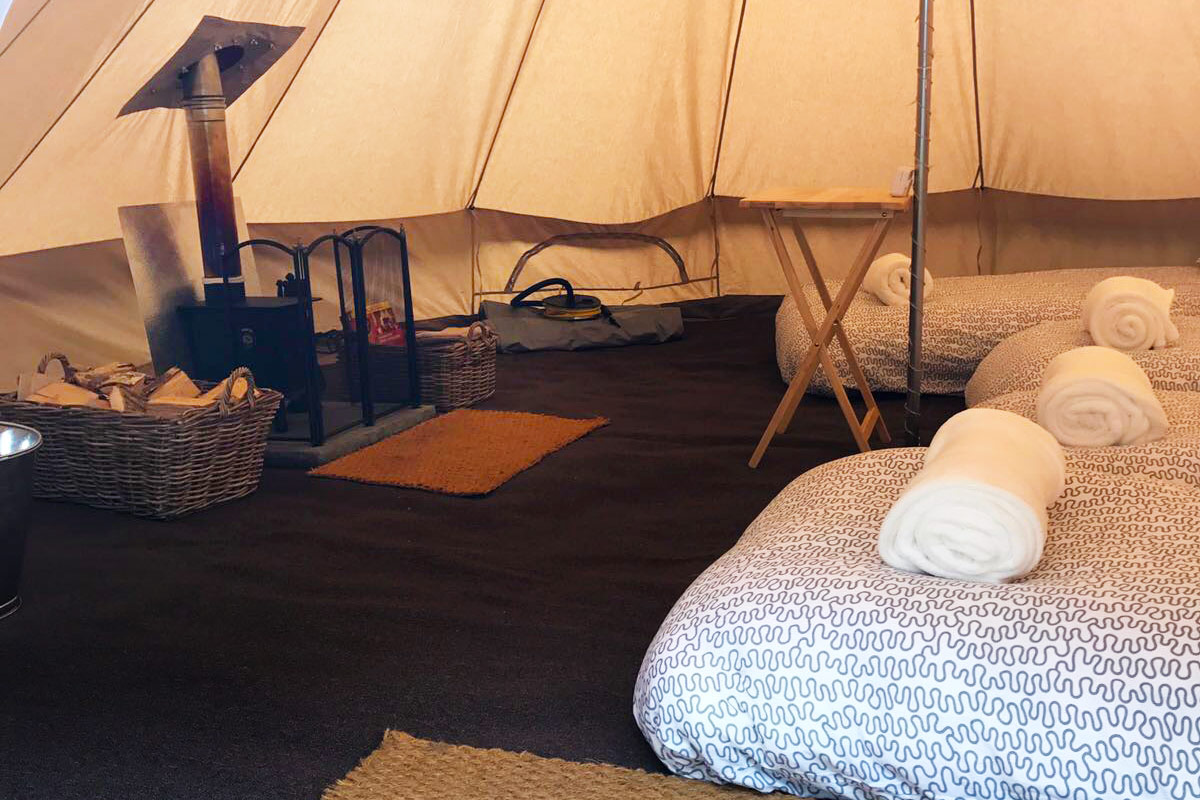 Winter Glamping & Heated Tents with Wood Burner Inside - Honeybells